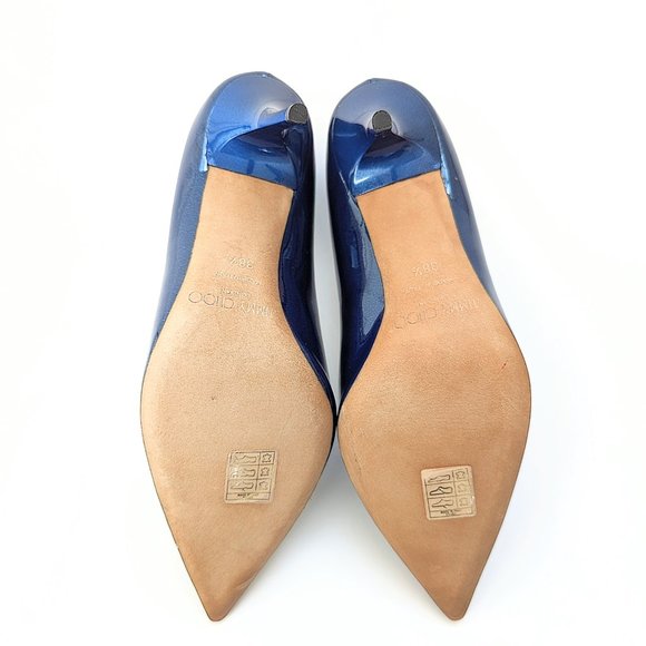 Jimmy Choo - Abel 100 - Glitter Patent Leather Heels - Ocean Blue - Size 38.5 - Picture 4 of 6
